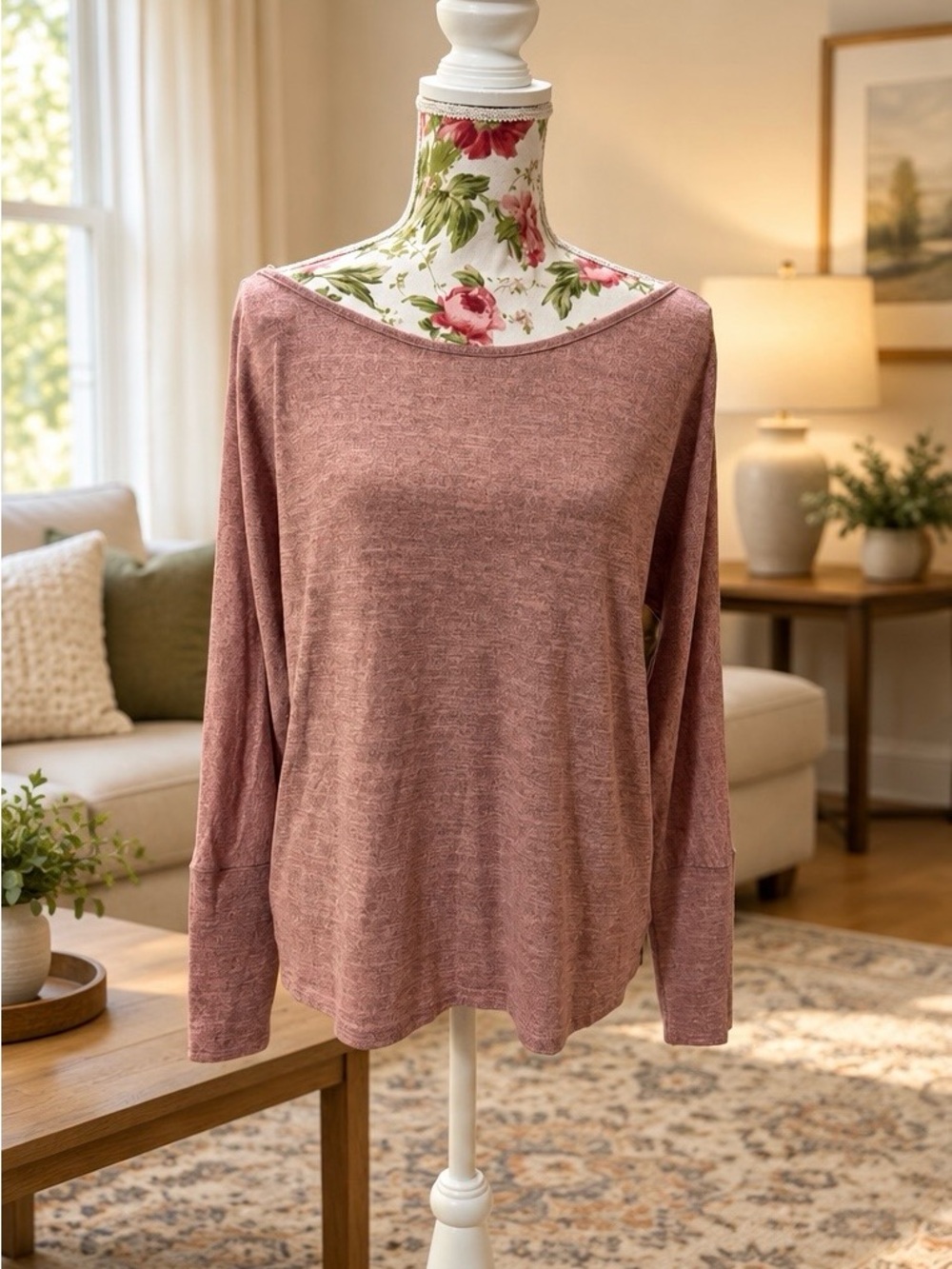 NWT Cupshe Mauve Crossover Front Long Sleeve Top Size M